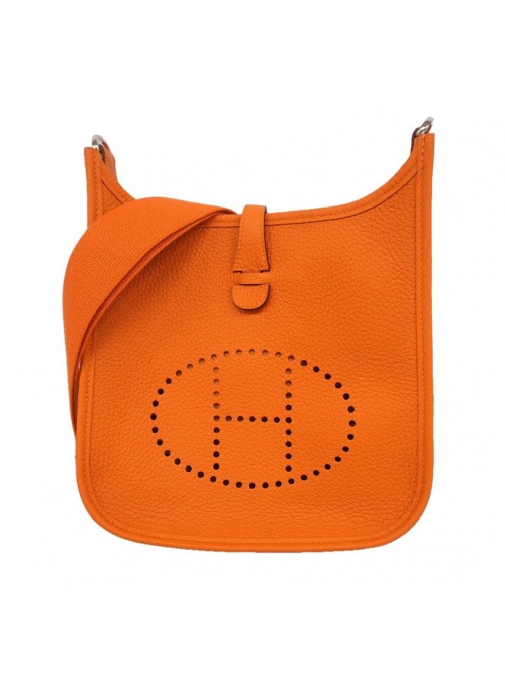 Hermes Shoulder Bag Evelyne 23 Taurillon Clemence Orange Silver